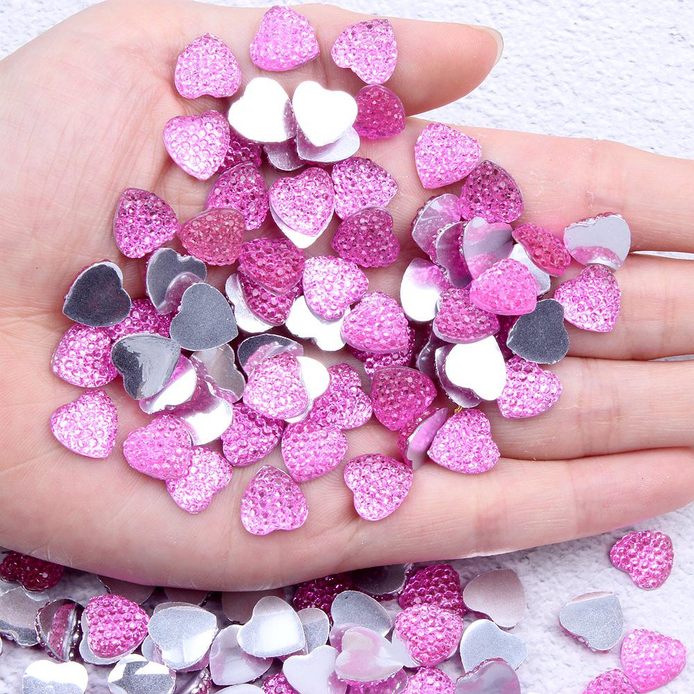 Multi-Color Shiny Peach Heart Resin Rhinestones - 8mm, 10mm, 12mm DIY Decor