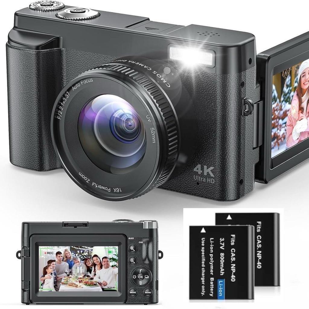 4K Ultra HD Digital Camera with 48MP & Flip Screen - Model R101