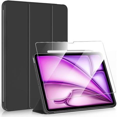 Case for iPad Air 4/5 - Shockproof Protection - Tempered Glass - Stand with Wake/Sleep - Black