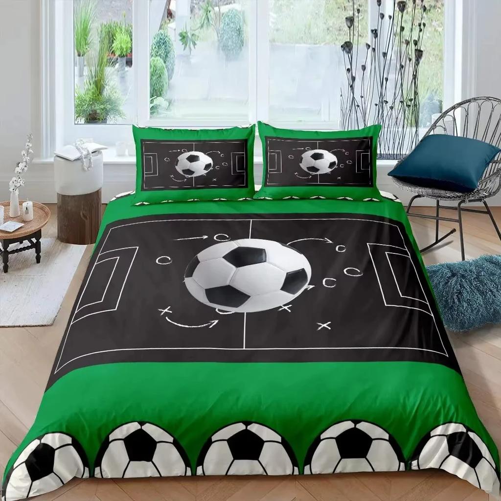 American Football Duvet Cover Set Full Size Sports Games Bedding Set Soccer Field Comforter Cover for Boys Teens Quilt Covers