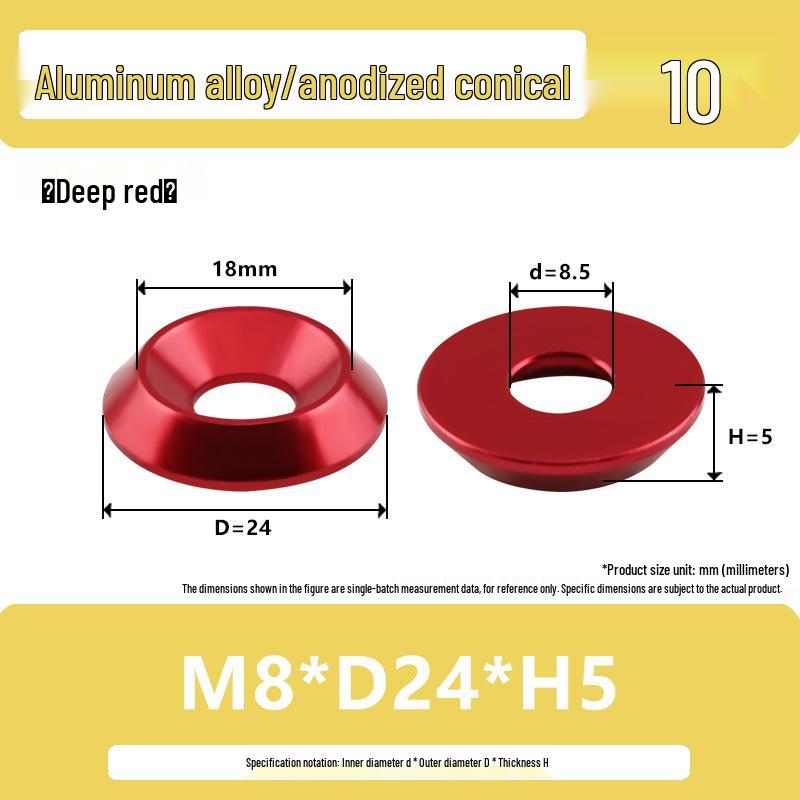 Colored Aluminum Alloy Countersunk Fish Eye Washers - M6/M8/M10