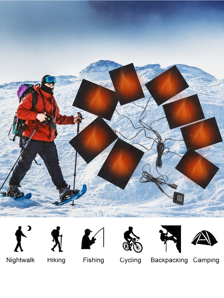 3 Stufen Elektrische Heizmatte Wasserdicht USB Heizkissen für DIY Beheizbare Kleidung für Outdoor Winter Camping Wandern Ski Radfahren