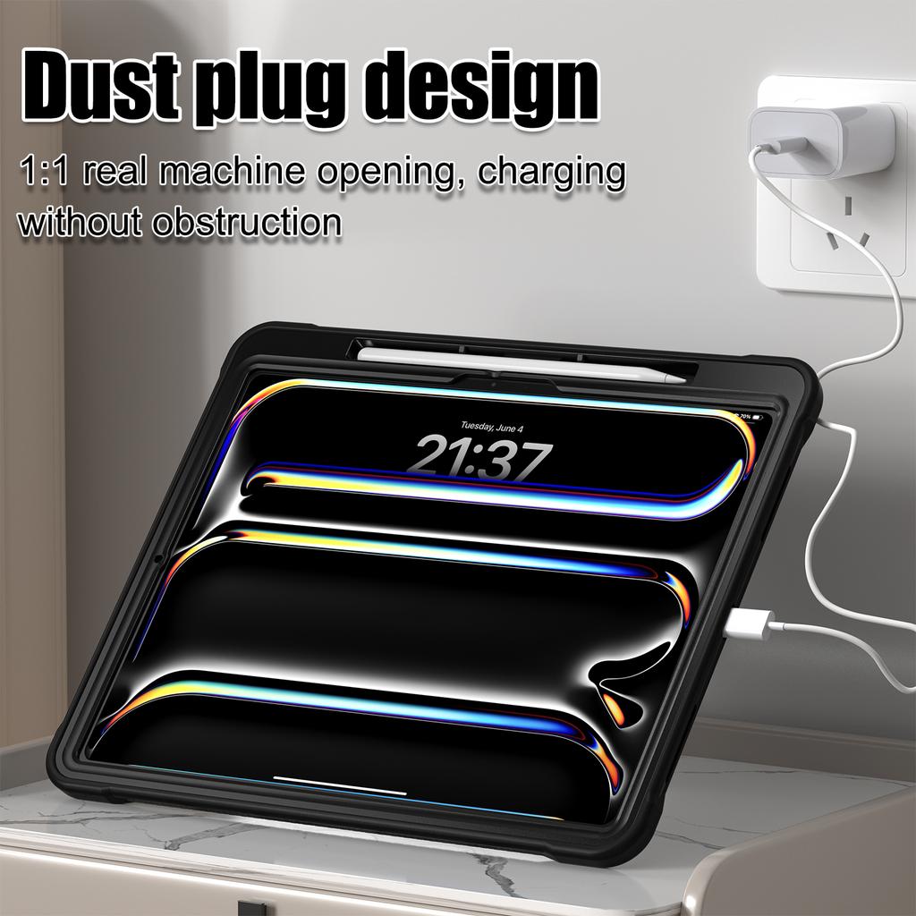 For iPad Pro 13 (2024) Case Kickstand PC+Silicone+TPU Tablet Cover