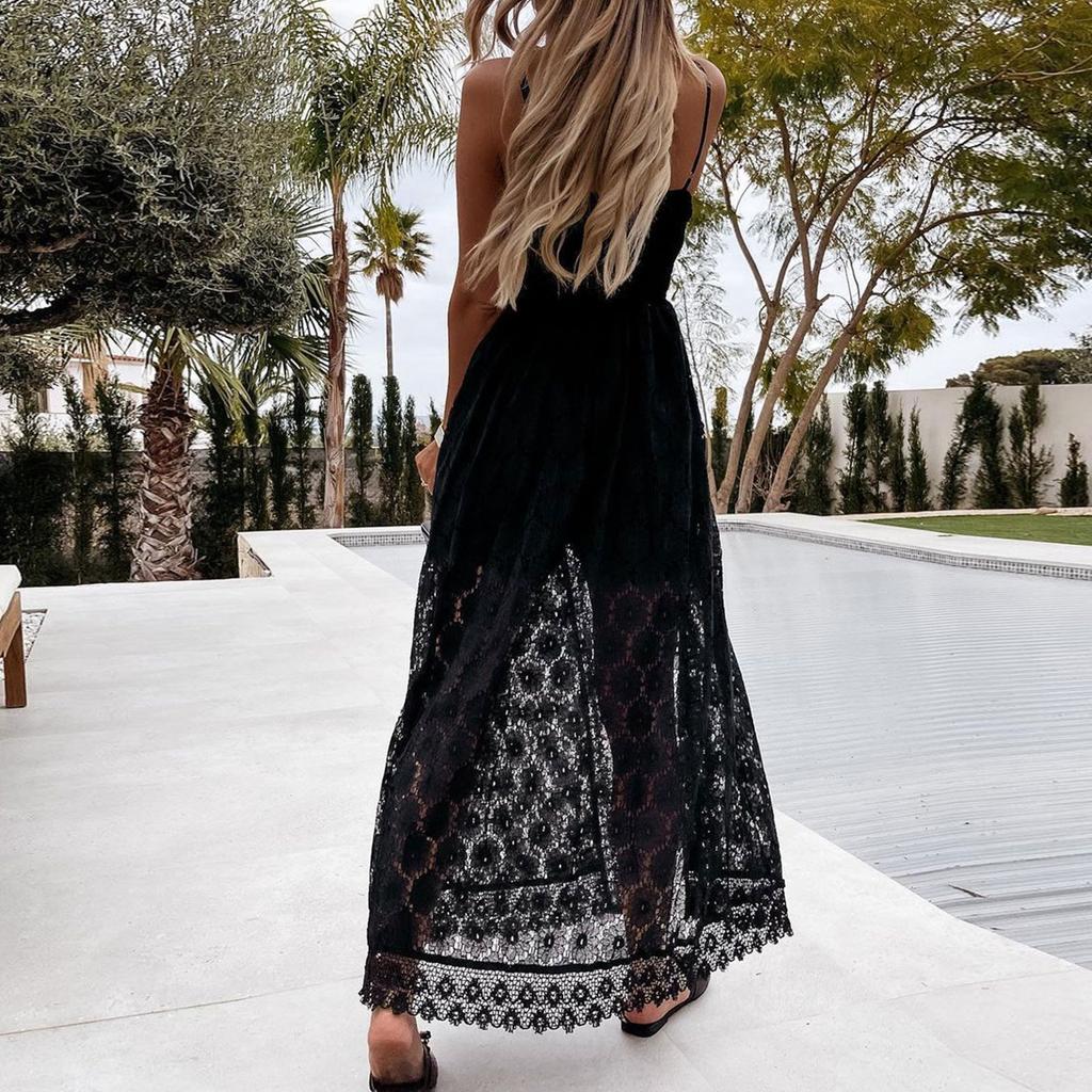 Sexy Sling-Overall für Damen mit V-Ausschnitt, Spitze und Blumen-Cluster-Ausschnitt