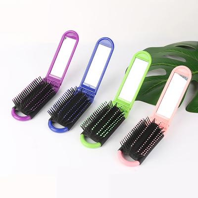 1 Stück Tragbarer Reise-Haarkamm Faltbare Haarbürste mit Spiegel Entwirrende Haarbürste Antistatische Massagebürste Haar-Styling-Tools