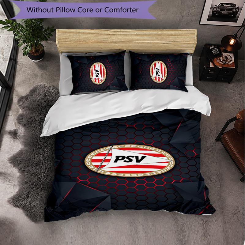 PSV Eindhoven FC Themed Bedding 3Pcs Duvet Cover Set Decorative Bed Linen For Teen Room Home Decoration