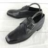 European Vintage Goodyear Leather Monk Strap Shoes [7/25.5/Black] Dress