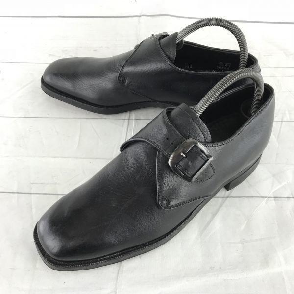 

European Vintage Goodyear Leather Monk Strap Shoes [7/25.5/Black] Dress