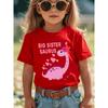 European Sizes Summer Fashion Girls' Short Sleeve T-Shirt BIG SISTER SAURUS Pink Dinosaur with Flowers and Heart Letter Cartoon Print Casual Top