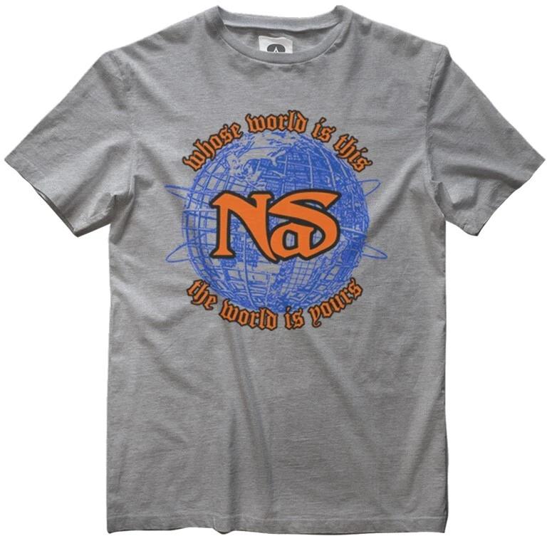 Amplified Unisexs TShirt Nas World Marbel Grey S