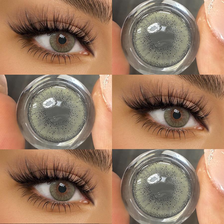 FreshLady Gray Brown Colored Contact Lenses 2pcs 14.2mm Yearly Soft Natural Beauty Pupils for Daily & Party Makeup