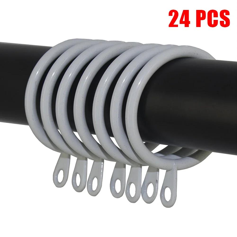 12/24pcs Metal Curtain Rings Hanging Hooks For Curtains Rods Pole Voile  Heavy Duty Rings Fit Up To 25 TO 37 Mm Curtain Rods