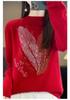 2024 Women's Zodiac Red Wool Sweater - Long Sleeve, Round Neck, Half High Neck