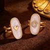 Finger Ring Oval Design Adjustable Opening Enamel Process Women Ring Multi-Symbol Design Hearts Stars Moons Pattern