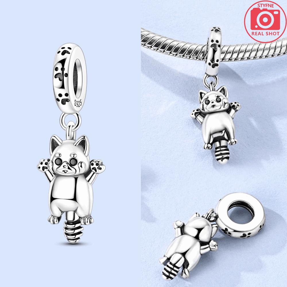 

Charms 925 Silver Pink Splicing Bear Beads Love Bow Pendant Fit Bracelet Necklace Women DIY Exquisite Jewelry Gifts