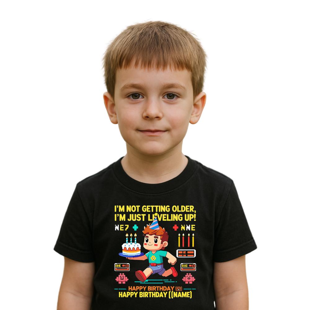 Personalized Levelling Up  Kids Birthday T-Shirt – Custom Name T Shirt