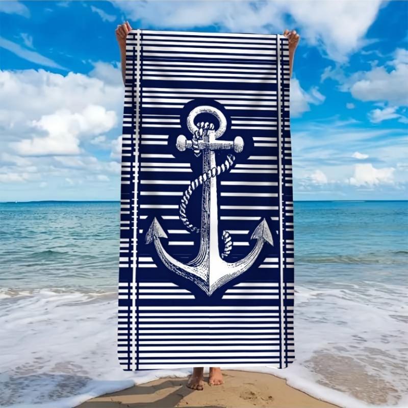 

1pc Ultra-Soft Microfiber Beach Towel | Anchor Navigation Pattern, Lightweight and Absorbent, Ideal for Yoga, Travel, Swimming W30*H60(CM)