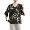 New Chinese Style Chiffon Shirt Printed Plus Size Shirt Summer Retro Loose Short Sleeved Top
