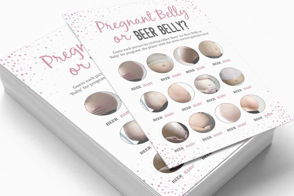 Inkdotpot Baby Belly Or Beer Belly Game Baby Shower Game Cards Party Supplies Activity Cards Baby Shower Gender Neutral Games Its A Boy Or Girl