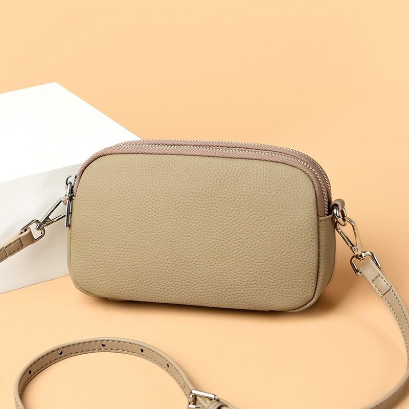 Kleine Tasche aus Rindsleder der ersten Schicht, leichte, modische Damen-Schultertasche aus weichem Leder mit schrägem Spann