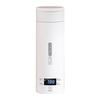 AEE4-Travel Electric Kettle Portable Small Mini Tea Coffee Kettle Water Heater White Stainless Steel With LCD US Plug