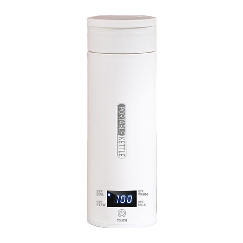 

AEE4-Travel Electric Kettle Portable Small Mini Tea Coffee Kettle Water Heater White Stainless Steel With LCD US Plug белый