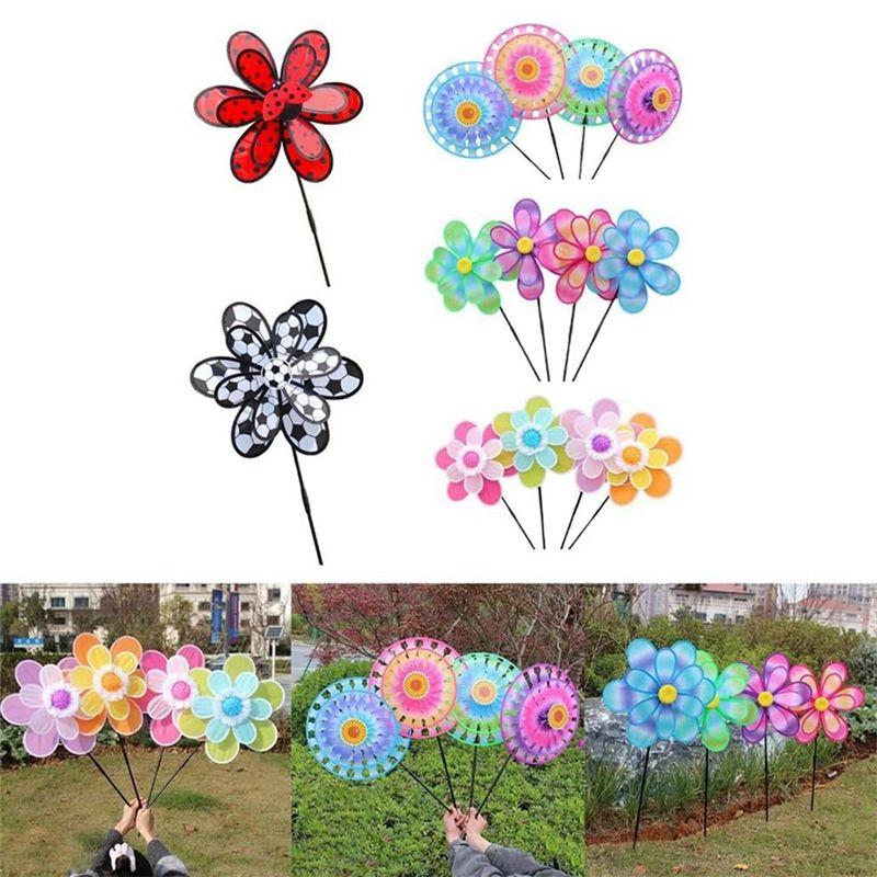 M-Modern-Wind Spinners Kids,Pinwheels Eye Catching Colorful Double Layer Windmill Pinwheels With Stakes