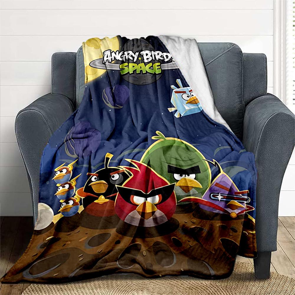 1PC Angry Birds Space Outdoor Flannel Throw Blanket - HD Printed Lightweight Soft Warm All-Season Blanket for Sofa, Bed, Travel, Camping 096