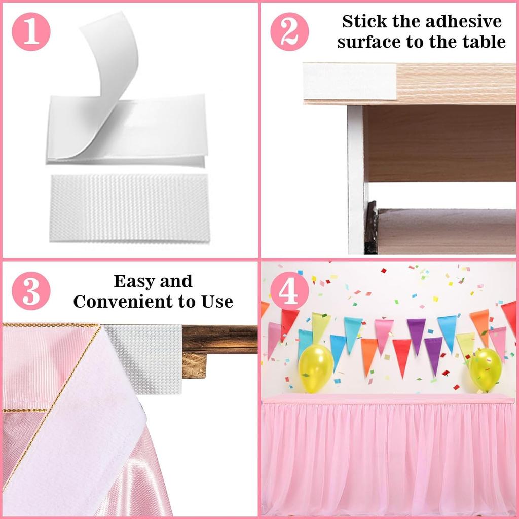 MAQIHAN 6 FT Pink Tulle Table Skirt – Table Skirt Tablecloth for Round Rectangular Tables Made of Tutu Fabric Restaurant Dessert Table Wedding