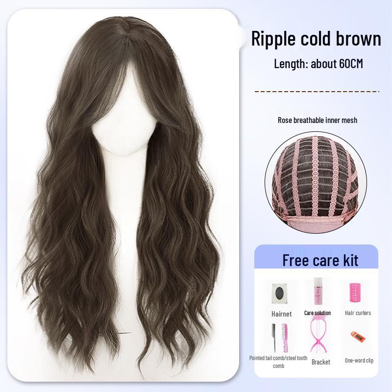 Women's Long Wavy Wig - Natural Fall/Winter Look, Middle Part, Full Coverage