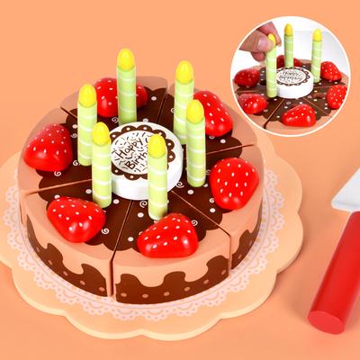 BABIBO Children's Simulation Strawberry Chocolate Birthday Cake Afternoon Tea Cake Cake Che Che Che Che Play Family Wooden Toys