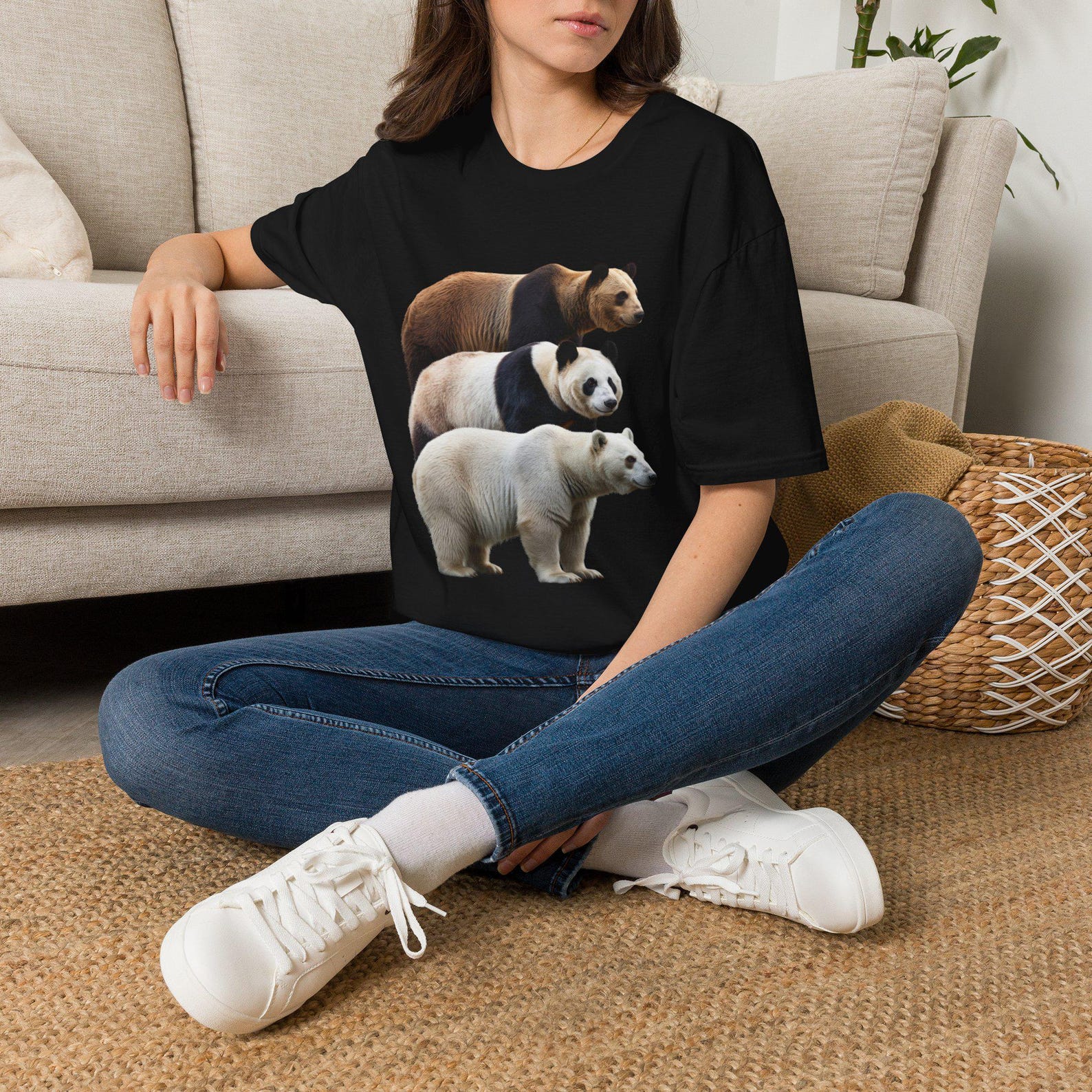 Bear Species Lineup T-Shirt, Wildlife Animal Lover Gift, Panda Polar Grizzly Bear Graphic Tee, Nature Explorer Shirt S