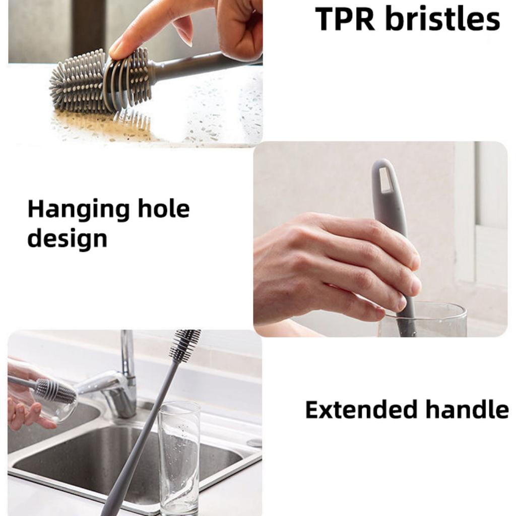 Silicone Cup Brush Cup Scrubber Glass Cleaner  Kitchen Cleaning Tool Long Handle Drink Wineglass Bottle Glass Cup Cleaning Brush