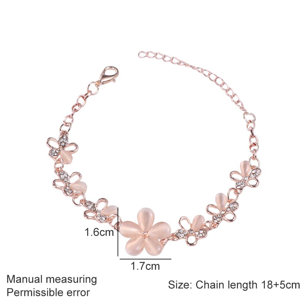 Casual 1 PC Charming Flower Chian Women Bracelet Cat's Eye Opal