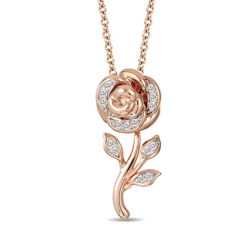 Zhenrong Valentine's Day Gift: Rose Pendant Flower Necklace & Engagement Ring Earrings