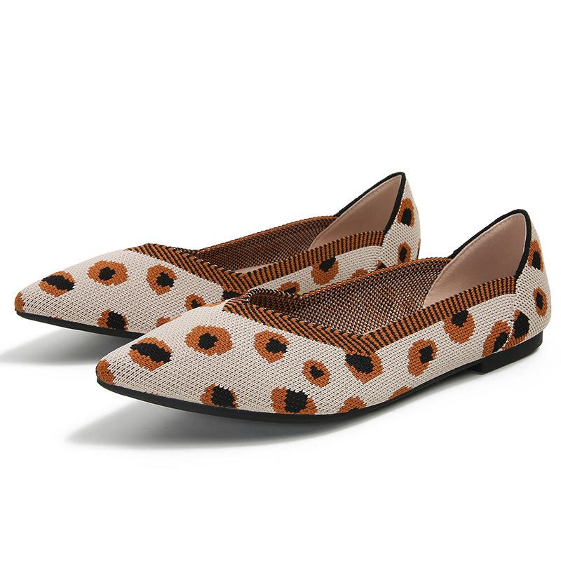 Temperament Fan Fei Weben Farbe Flache Schuhe Strickschuhe Gestrickte spitze Bootsschuhe Doudou-Schuhe