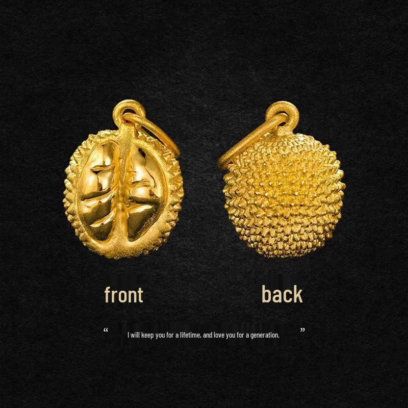 Real Durian Pendant Rose Gold Necklace - Mao Shan Wang Design, Perfect for Valentine's Day