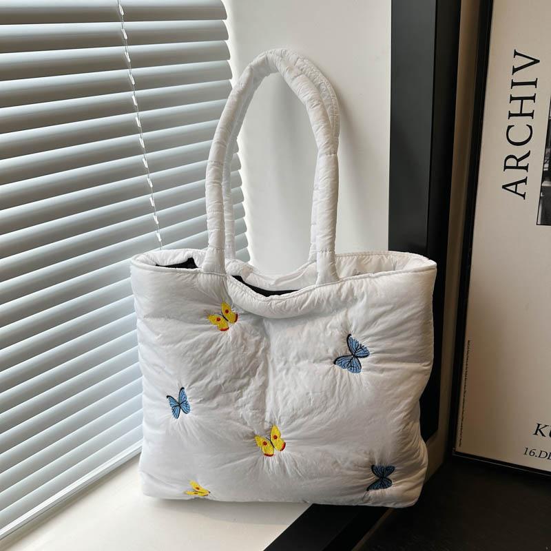 

Soft Quilted Women s Purse Tote Underarm Bag Large Capacity Commuter Ladies Handbags Butterfly Embroidery Female Shoulder Bag CLE 37.5x9.5x29.5cm