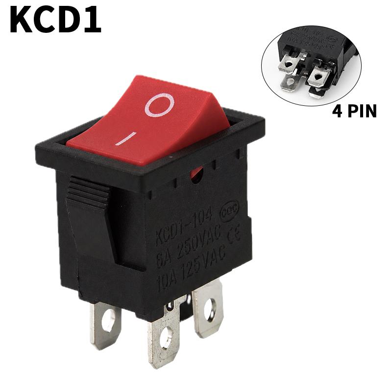 KCD1 Illuminated Rocker Switch Button Latching ON OFF 4 Pin 6 Pin 2 3 Position 16A 250VAC 20A 125VAC Snap In Panel Power Control Switches4