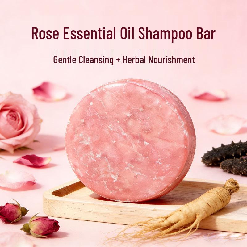 Cedarwood & Rose Essential Oil Shampoo Bar - Deep Cleansing Handmade Soap with Camellia & Soapberry Herbs