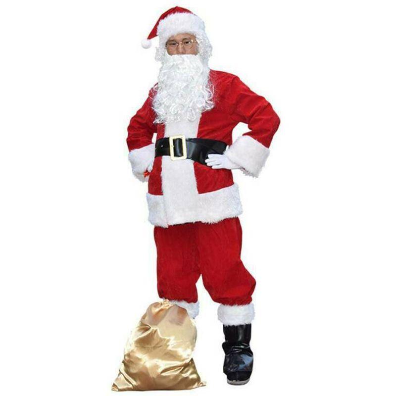 Luxurious Plus Size Christmas Santa Claus Flannel Suit For Adult Fancy Dress Outfit