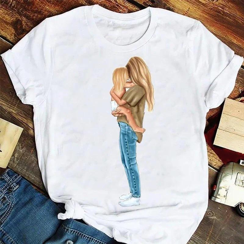 Mother Fashion Clothes Stylish T Tshirt Top Lady Print Girl Tee T-Shirt T-shirts Women Cartoon Leopard Letter Trend Mama Mom