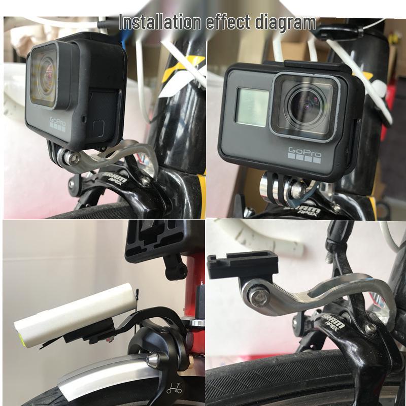 Aluminum Alloy Front Fork Light & Camera Mount for Road/Folding Bikes, Compatible with GoPro