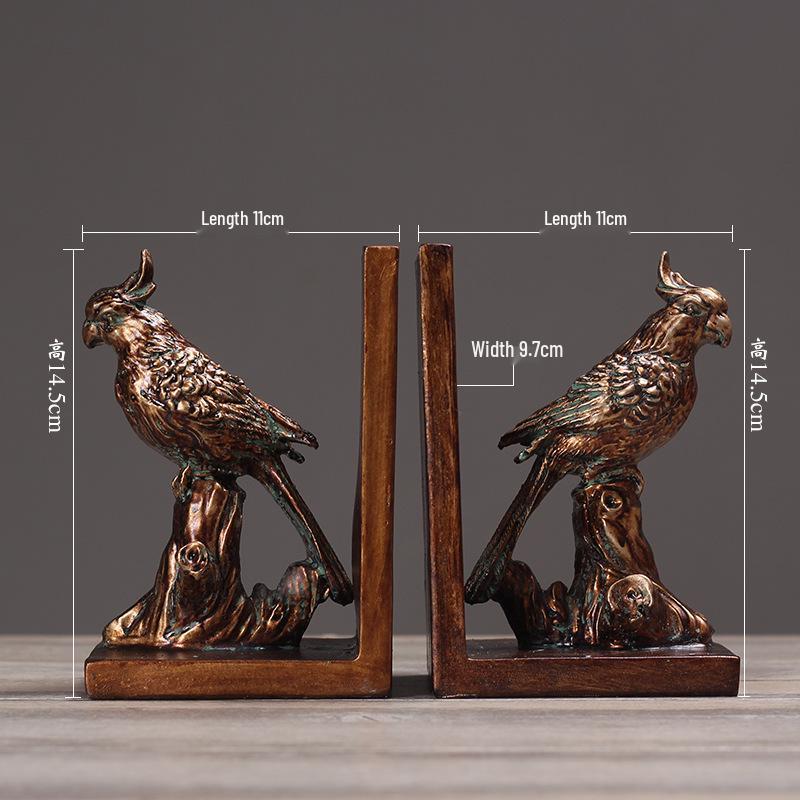 

Country Parrot Bookends: European Bird Book Stand & Decorative Ornaments for Office or Study