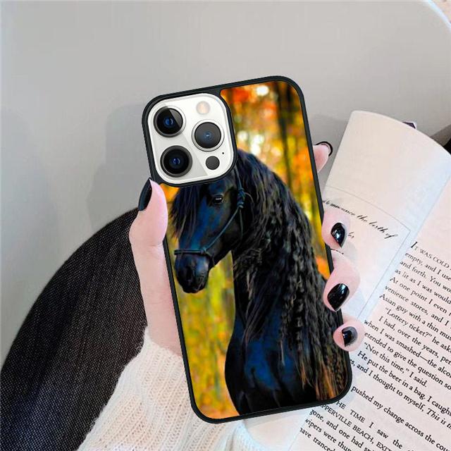 Black Strong Beauty Horse Stallion Cover For iPhone 17 Air 15 16 14 13 12 Pro Max 11 Pro Max Plus Phone Case Coque