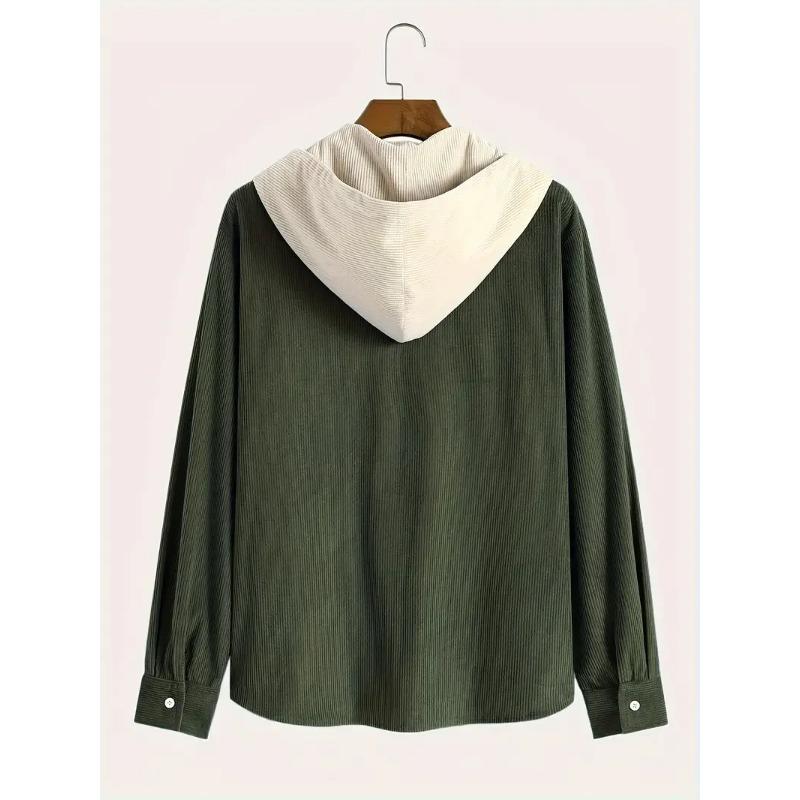 Fashion Trend Spring Autumn Corduroy Hooded Jacket Comfortable Casual Daily Men