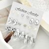 9 Pairs Vintage Heart Teardrop Knot Earrings Set For Women Pearl Crystal Minimalist Stud Hoop Earrings Trendy Daily Wear Jewelry