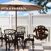 5 Pieces Garden Dining Set for 4, Cast Aluminium Outdoor Dining Set with 4 Armchairs and Round Dining Table with Parasol Hole