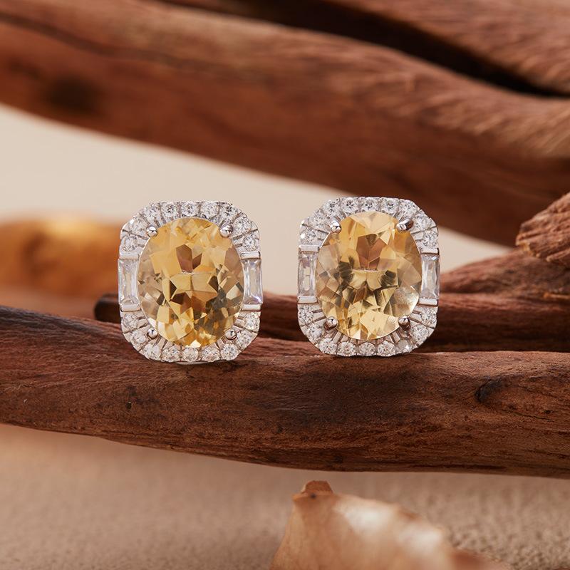 

Натуральные Серьги-Гвоздики с Цитрином, Аметистом, Топазом Женские Серьги Сахарный Кубик Серьги-Застежки Стерлинговое Серебро S925