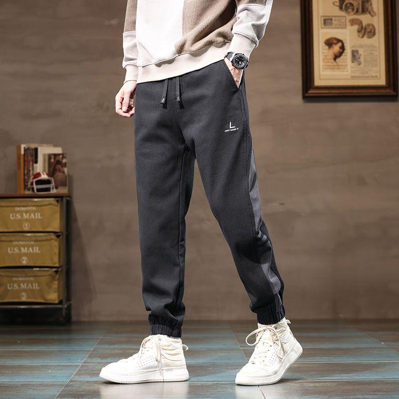 Nové podzimní pánské ležérní kalhoty volného střihu sportovní střih trendy prošívání všestranné harémové kalhoty